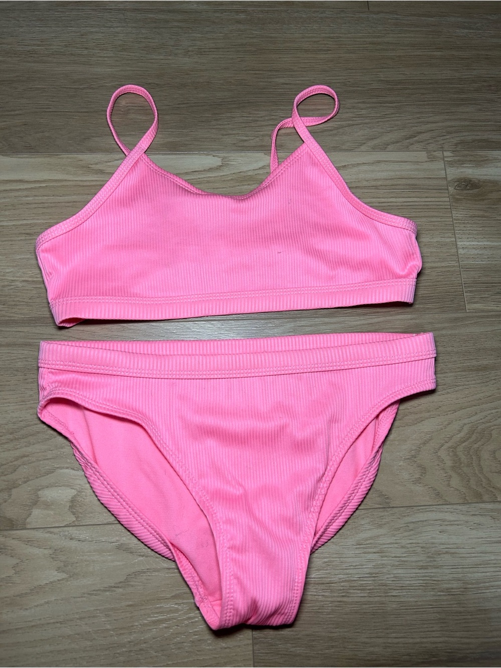 George Pink Ribbed Two-Piece Girls Bikini - Picture 4 of 4